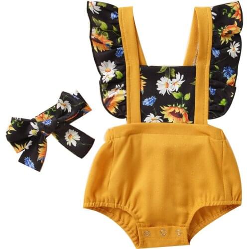 Twins Baby Clothes 2021 Summer Infant Baby Girl Bodysuit Sleeveless Floral Pattern Sling Fashion Girl Baby Jumpsuit For 0-2yrs