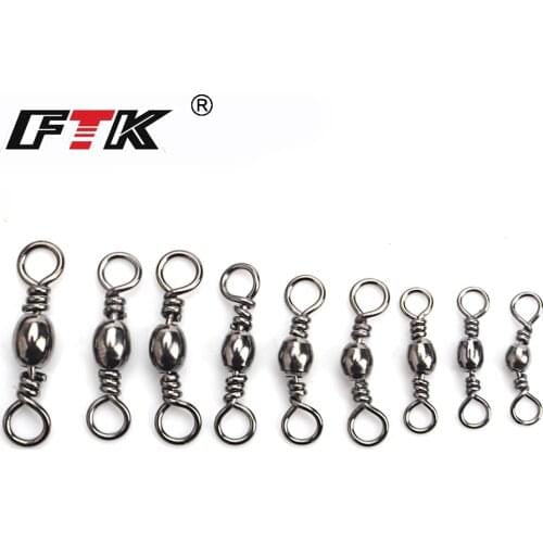 FTK 1 Pack 1#-9# Brand Fishing Tackle Ball Bearing Connector Terminal Pesca Fishing Swivel With Split Ring Fish Hook Lure