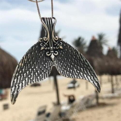 HI MAN Punk Minimalist Vintage Ocean Whale Tail Pendant Necklace Women Personality Temperament Engagement Jewelry