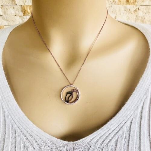 Mother Child Footprint 925 Sterling Silver Necklace Women Girls Gift Jewelry Accessories Fashion Handmade Elegant Chain