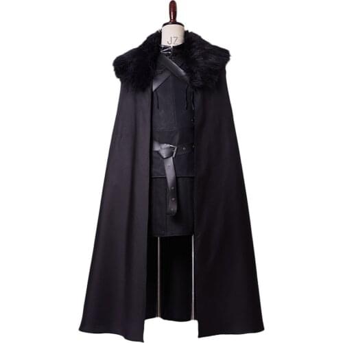 Fast Shipping Jon Snow Costume Adult Men Nights Watch Outfit Suit Halloween Carnival Cosplay Costume
