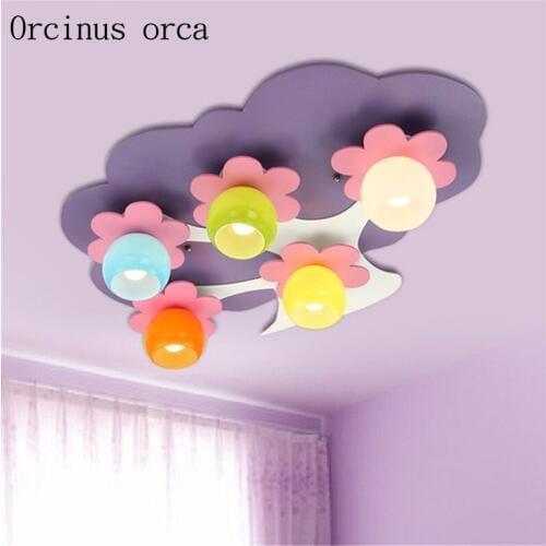 Creative cartoon tree LED ceiling lamp childrens room girls' bedroom lovely flowers ceiling lamp free shipping