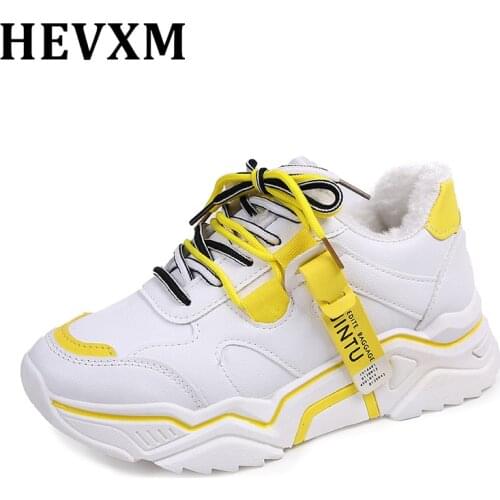 HEVXM Women Women Casual Sneakers Winter Sneakers Plush Fur Keep Warm Women Shoes Lace Up Female Shoes Comrfortable Shoes Women