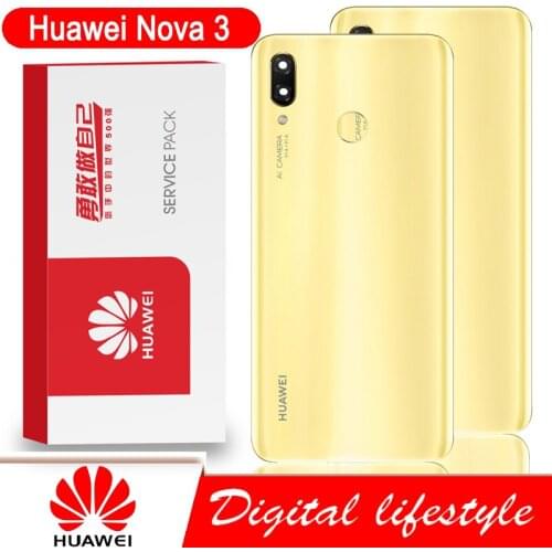 For Huawei Nova 3 Battery Cover Back Glass Housing Rear Door Huawei Nova 3 Battery Cover With Camera Lens Replacement