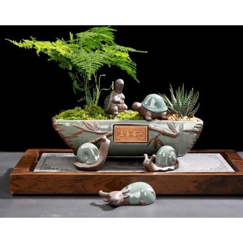 Mini Ceramic Crafts Creative Home Crafts Figurines Miniatures Tea Pet Bonsai Small Decoration Home Garden Tea Pet