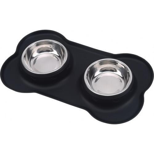 Stainless Steel Dog Bowl Pet Bowl For Dogs Cats And Pets Dog Bowls With No Spill Non-Skid Silicone Mat Feeder Bowls