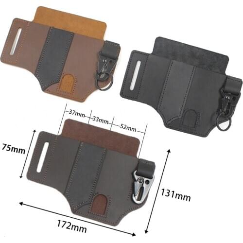 Multi-functional EDC Leather Sheath Waist Holster Belt Storage Pocket Bag with Key Holder for Belt and Flashlight