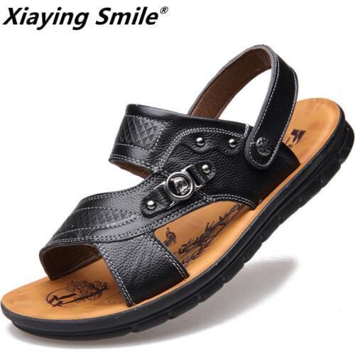 New style Sandals Men Leather Quality Beath shoes Genuine 2019 Soft Fisherman Strap Casual Shoes Men Outdoor Summer Mens Shoes