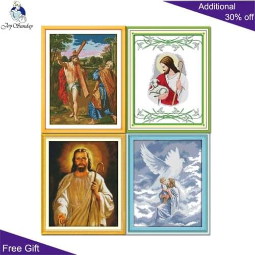 Joy Sunday Jesus Cross Stitch R429(4)R512R530(5)R564 14CT11CT Counted and Stamped Home Decor Jesus Sheep Angel Cross Stitch kit