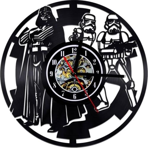 Wars between Stars Series Vinyl Record Wall Clock Creative Retro 7 Colors LED Clocks Home Living Bed Room Decoration