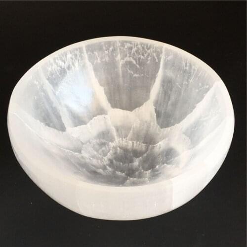 Natural selenite carved crystal bowl crafts collection home decor Rough Stone Healing Gemstone