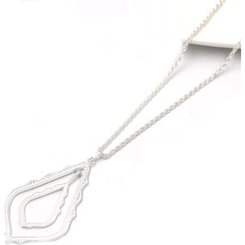 2019 New Sphoee Water Drop pendant necklace Filigree long statement necklace women