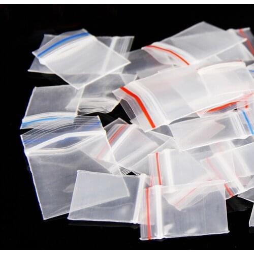 Red Blue Edge Thick Transparent Zip Lock Plastic Bags Small Plastic Zipper Bag 100PCS Multiple Size Ziplock Pill Packaging Pouch