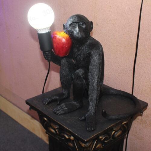 Resin LED Monkey Table Light Desk Lamp Black White Hemp Rope Unique Lamp Parlor Study Room lustre E27 Children Room