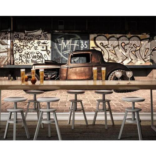 Custom photo 3d wallpaper Vintage graffiti cars tv background wall living room Home decor 3d wall murals wallpaper for wall 3 d