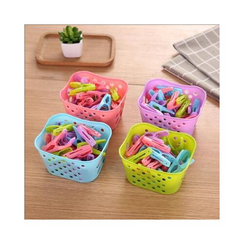 New 30PCS Plastic Laundry Clothespins Decorative Clothes Pegs Clothespin Storage Organizer Towel Washing Clips Large With Basket
