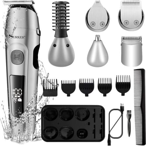 Professional Mens Beard Trimmer Cordless Electric Hair Clipper, Shaver & Body & Nose Hair Trimmer Haircut Grooming Kit 6 in 1