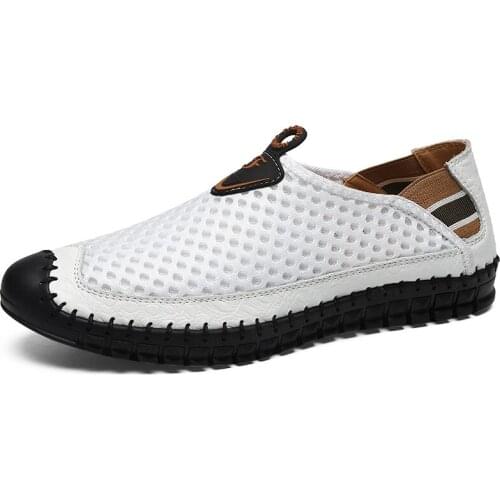Summer Fashion Air Mesh Casual Mens Sandals Outdoor Slip-on Rubber Bottom Non-slip Breathable Daily All-round Male Footwear