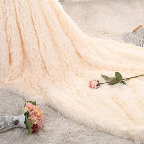 Chic Shaggy Throw Blanket Soft Plush Bedspread On The Bed Warm Blanket Fluffy Faux Fur Solid Color Blankets For Beds Sofa