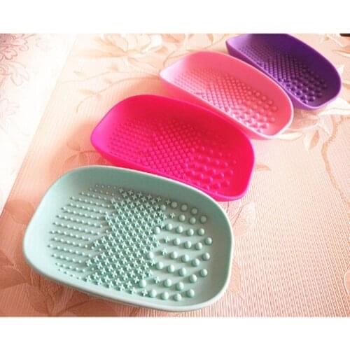 Soap box Shape Silicone Makeup Brush Cleaner Washing Gloves Convenient Models Pad Washing Scrubber Board Cleaning Mat Hand Tool