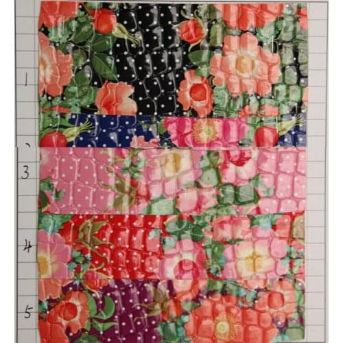 10 yards super beautiful flower dot printed stone grain faux PVC leather fabric/ facotory wholesale synthetic leather material