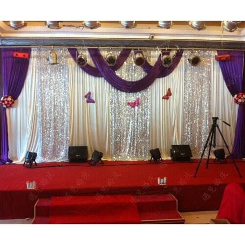 Wedding stage decoration 3M*6M Luxury lilac Wedding Backdrop with Beautiful Swag wedding supply