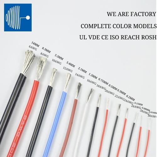 TRIUMPHCABLE Heat Resistant Soft Silicone Wire 12AWG 14AWG 16AWG 18AWG 20AWG 22AWG 24AWG 26AWG 28AWG 30AWG silicone wire1/5Meter
