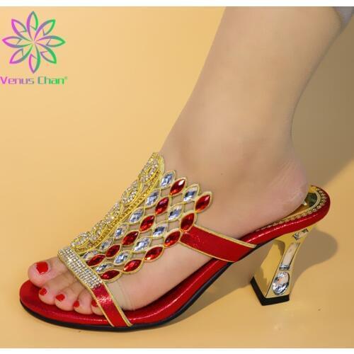 New Red Low Heels Wedding African Shoes Without Bag Matching Set Novelty Italian Shoes Nigerian Shoes Possible With Evening Bag