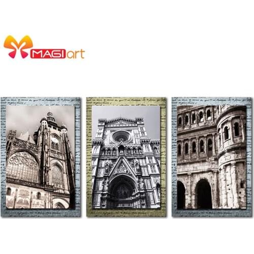 Cross stitch kits Embroidery needlework sets 11CT water soluble canvas patterns 14CT European architecture-NCMS022