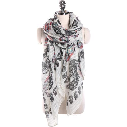 Multi Colors Sugar Skull Print Long Scarf Womens Gift wholesale 200pcs/lot free ship by express