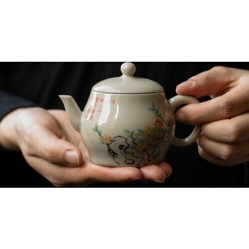 Plant ash teapot single pot teapot ceramic tea set filter ball hole kung fu tea set household of Chinese style Christmas gifts