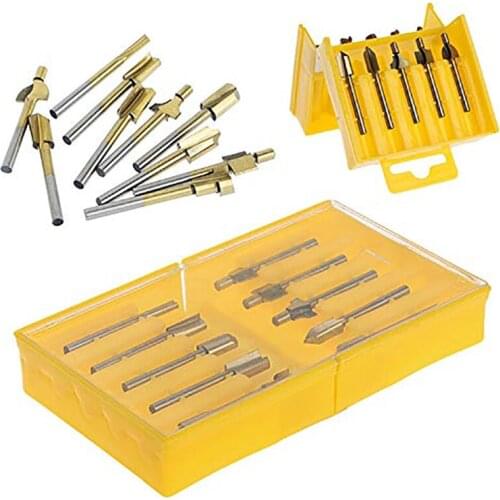 1/8" HSS Wood Router Bits Files Titanium Coated Mini 3mm Wood Cutter Milling For Dremel Rotary Set Carpenter Tool With Case