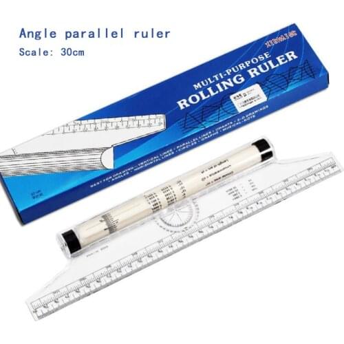 1pcs Angle Parallel Roller Balance Ruler Drafting Drawing Tool Plastic School Office Supplies Stationery Accessory 30cm