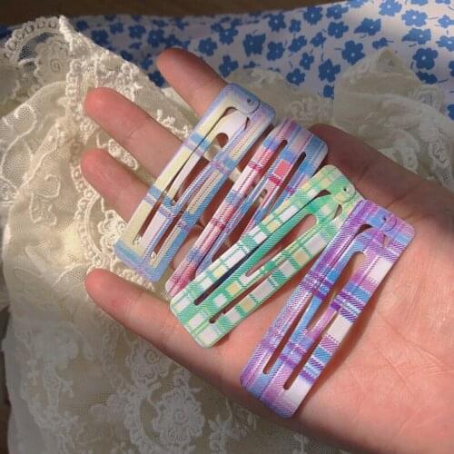 1 Pc Spring Korea Simple Beautiful Color Plaid Fabric BB Clip For Sweet Girl Child Hairpins Hair Accessories 6.5cm JK Plaid Cute