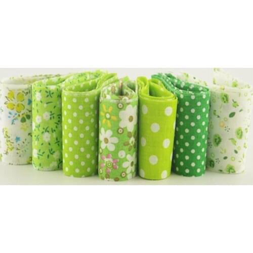 100%cotton jelly roll green sets 5cmx100cm customized quilting textile 7pcs/ lot fabric strips for sewing dolls cloths tildas