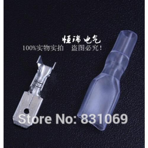 100Set/Lot 6.3mm Crimp Terminal Male Spade Connector + Case Brand New