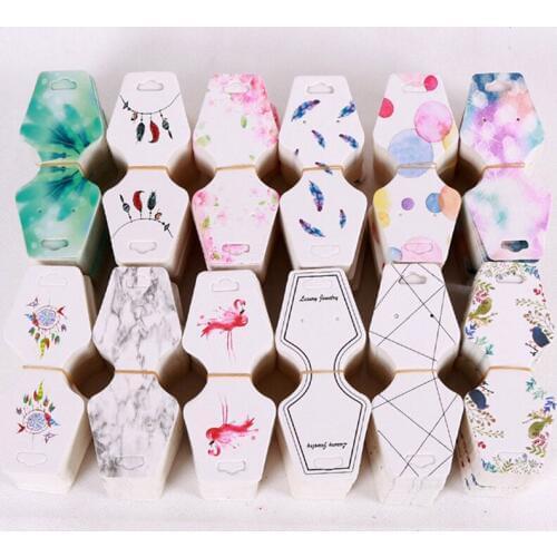100pcs 4.5x10.8cm Colorful Paper Cards Printing Jewelry Necklace Bracelet Hang Tag Jewelry Display Cards Label Tag