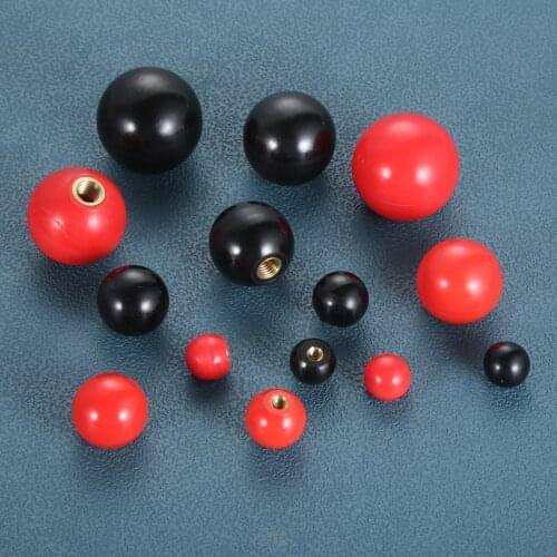 2 pcs Plastic Clamping Copper Core Knob Ball Shaped Head Clamping Nuts Knob M4/M5/M6/M8/M10/M12 Thread Black or Red