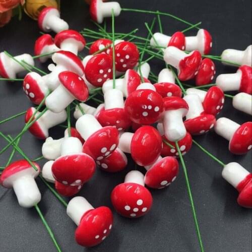 20pcs Mini Red Foam Mushroom Garden Dotted Landscape Bonsai Plant Decor Child Gift DIY Handmade Wedding Home Moss Ornament