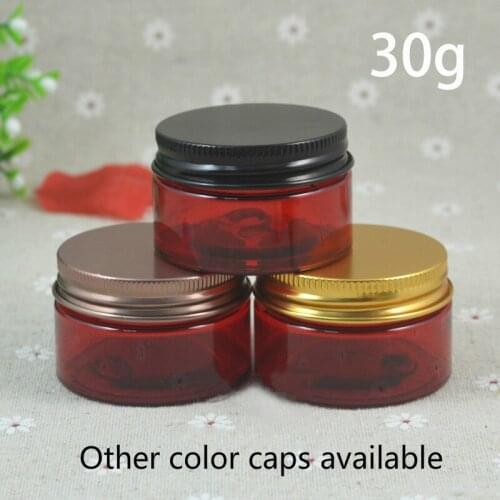 30g Red Plastic Empty Jar 1oz Cosmetic Container Makeup Lotion Cream Sugar Tea Spice Pill Storage Refillable Bottle Small 10pcs