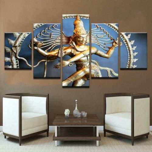 5 Piece No Framed Shiva Nataraja Lord DanceCanvas Picture Print Wall Art Canvas Painting Wall Decor for Living Room