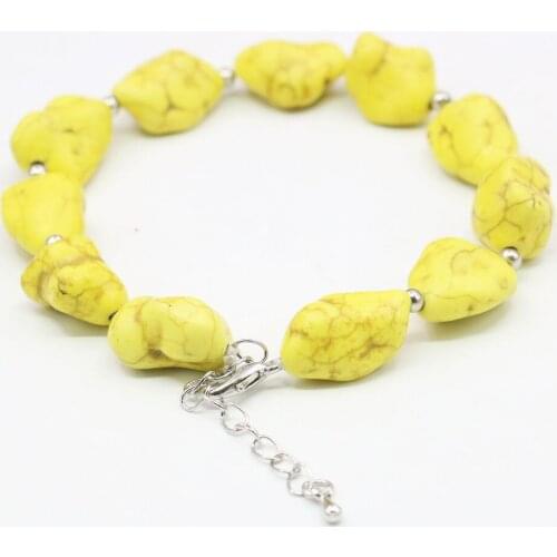 6-12mm Yellow Irregular Turkey Turquoises Stone Bracelet Jewelry Making Design Hand Made Women Girls Gifts Accessory
