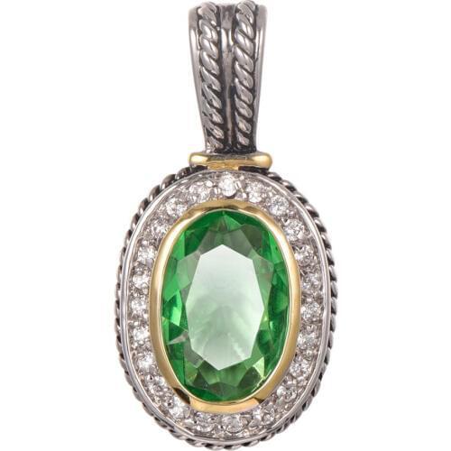Free Shipping Peridot With Multi White Crystal Zircon Pendant 925 Sterling Silver Pendant TE653