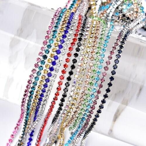 2mm rhinestones chain,10yards/lot, crystal gold AAA+glass fancy gemstone cup chain,DIY garment accessories trim