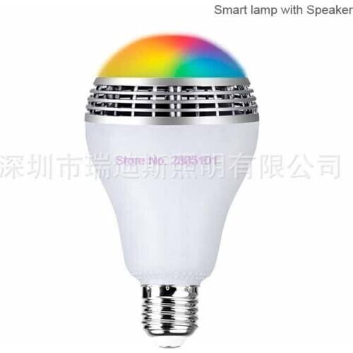 By dhl 100pcs E27&E26 Wireless Bluetooth Speaker RGBW Color Smart LED Light Bulb Lamp Color Change Dimmable by IOS / Android APP