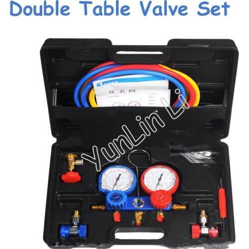 Double Table Valve Set Automobile Air Conditioner Plus Fluoridated Sleeve R134A Cold Media Fluoride Tool YS-018
