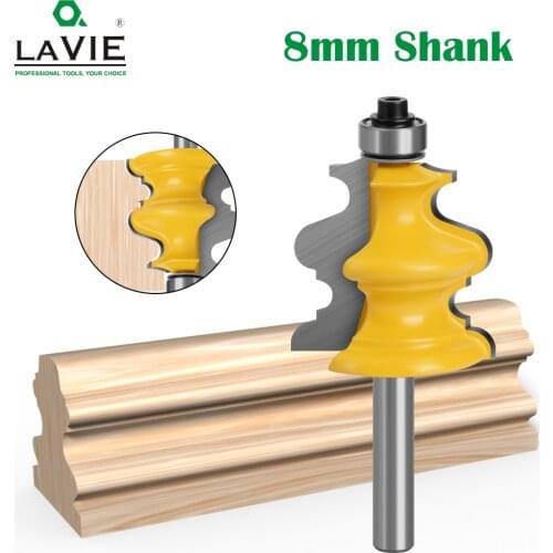 LAVIE 1pc 8MM Shank Handrail Architectural Moulding Router Bit Woodworking Milling Cutter for Wood Bit Face Mill Tool MC02073