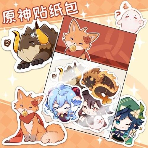 Game Genshin Impact Xiao Ganyu Hu Tao Zhongli Venti Refrigerator Luggage Sticker Cartoon Paster Phone DIY Scrapbook Decal Decor
