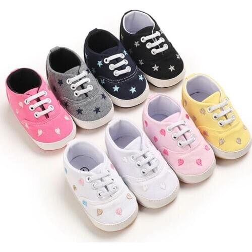 Baby Boys Girls First Walkers Classic Shoes Infant Toddler Soft Sole Anti-slip Baby Shoes Newborn Canvas Baby Sports Sneakers