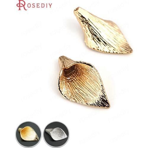 6PCS 19x10MM 29x16MM 14x8MM 24K Gold Color Brass Flower Tassel Caps Calla Beads Caps Diy Jewelry Findings Accessories